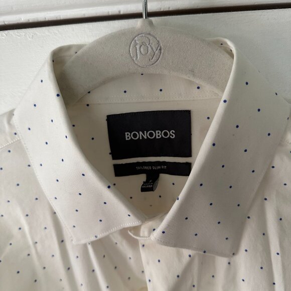 White Dotted Bonobos Button Down Shirt Mens - Picture 2 of 5